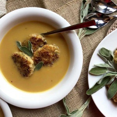 Roasted Squash Soup with Chicken Croquettes Recipe | SideChef