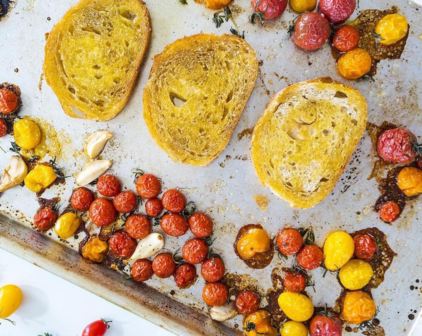 step 4 Roast until the tomatoes are beginning to burst and bread is toasted, approximately 30 minutes.