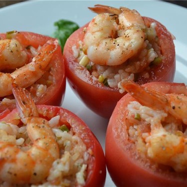 Tomatoes Stuffed with Rice and Shrimp Recipe | SideChef