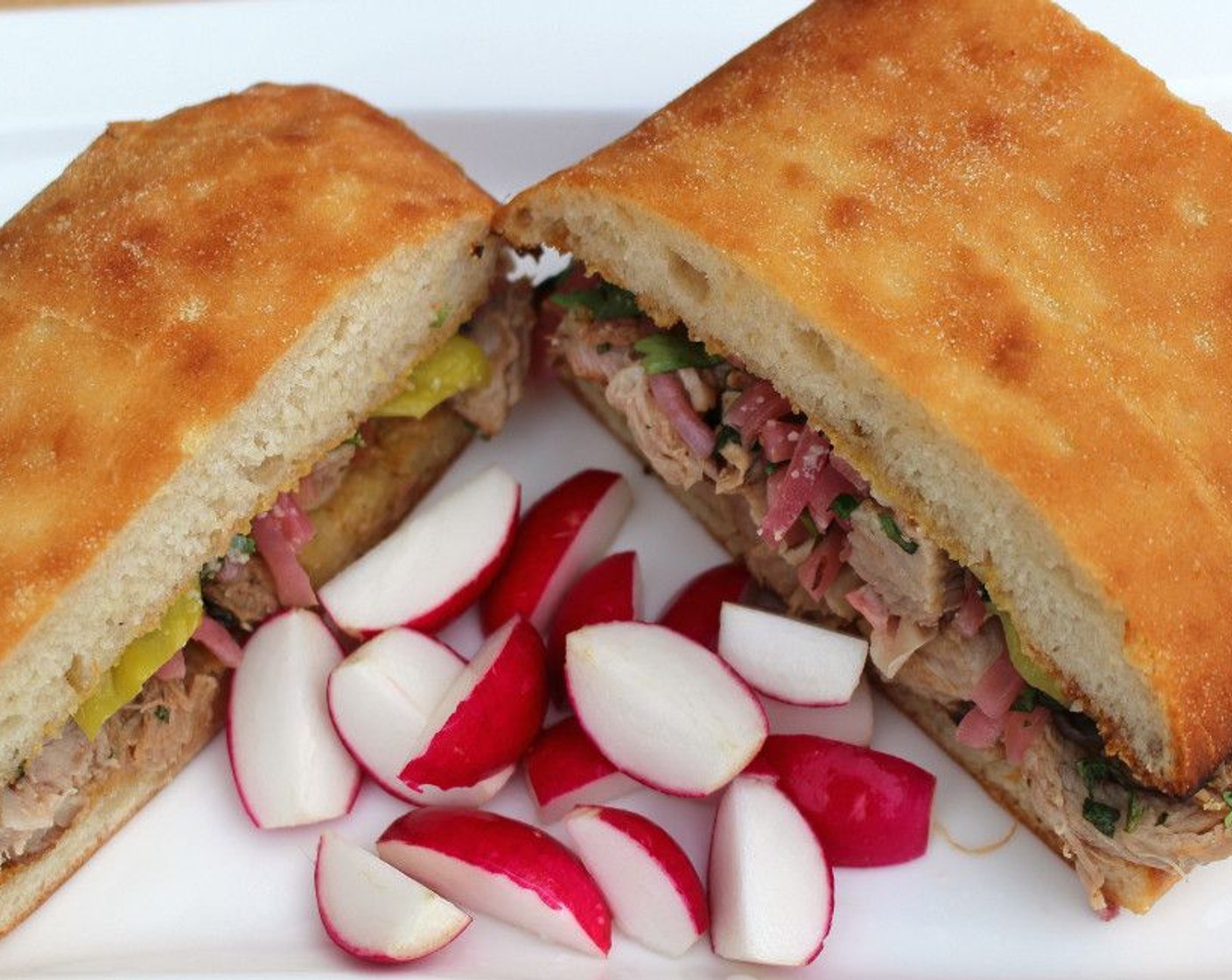 Toasted Focaccia Sandwich with Veal & Pickled Onions
