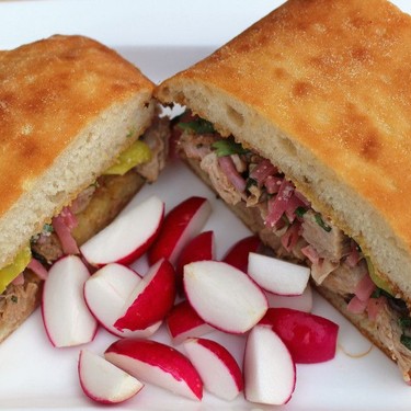 Toasted Focaccia Sandwich with Veal & Pickled Onions Recipe | SideChef