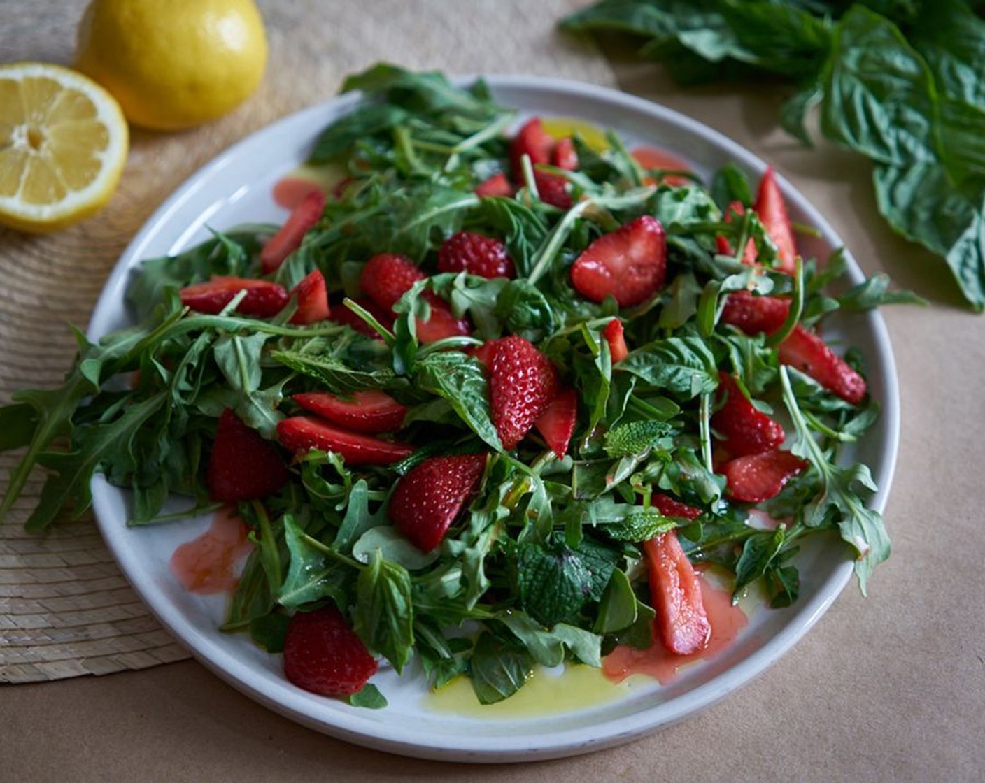 Strawberry Arugula Salad Recipe with Basil and Mint