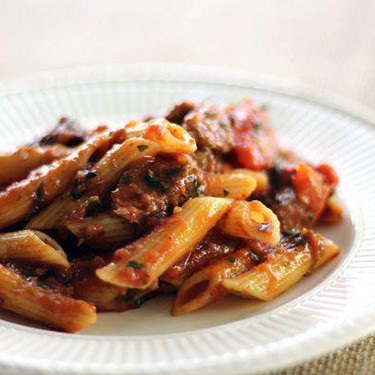 Chimichurri Steak Penne Pasta with Broiled Tomatoes in Marinara Recipe | SideChef