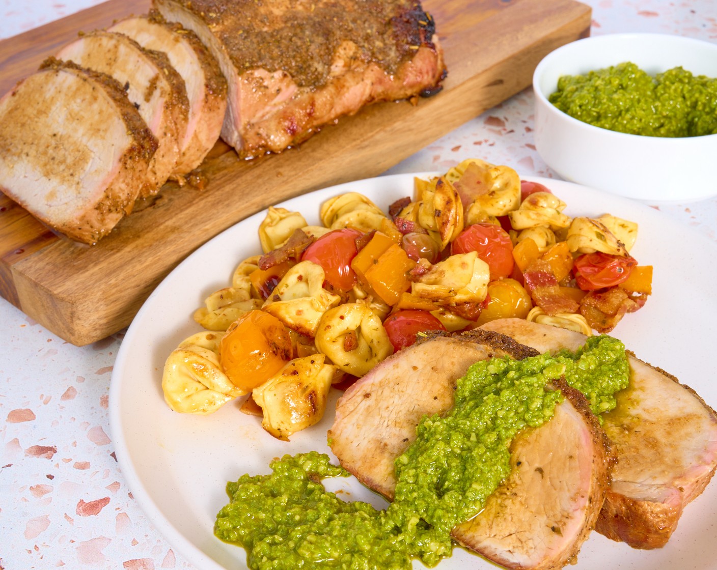 step 6 Slice the pork thinly and serve with pesto and your favorite pasta recipe.