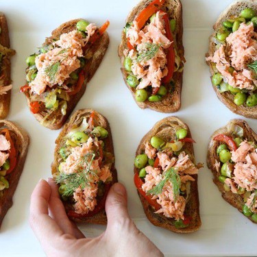 Salmon Crostini with Fava Bean Ragout Recipe | SideChef