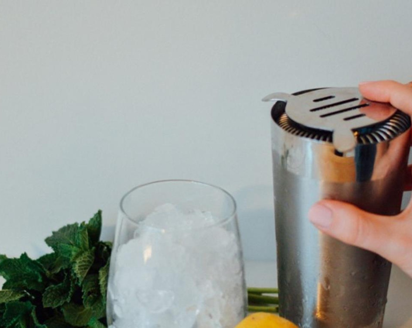 step 2 Place a few Fresh Blackberries (to taste) in the bottom of the glass, and fill with crushed Ice (to taste).