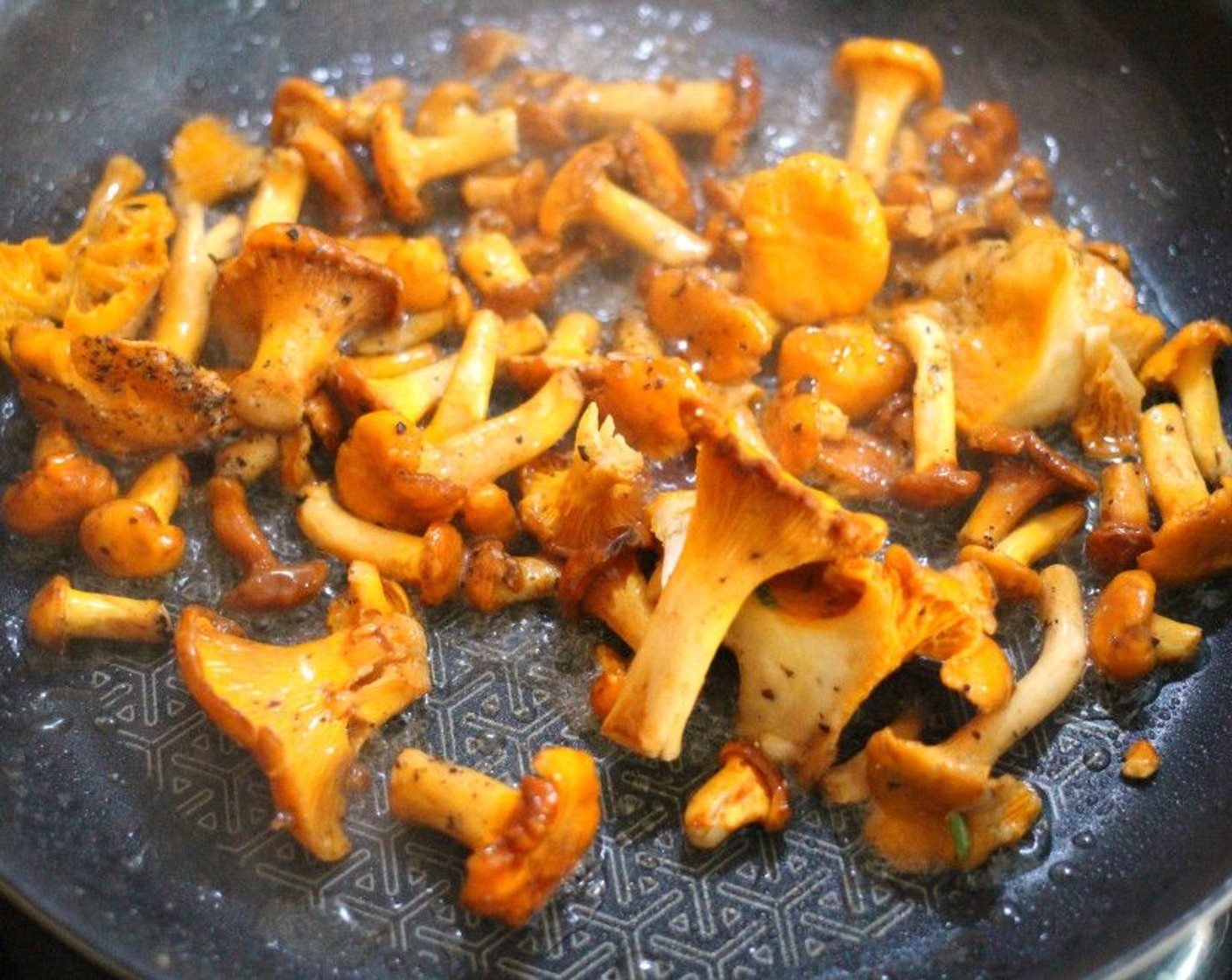 step 1 Saute Chanterelle Mushrooms (4 cups) in Extra-Virgin Olive Oil (1 Tbsp) until golden brown. Season with Salt (to taste) and Ground Black Pepper (to taste), and set aside.