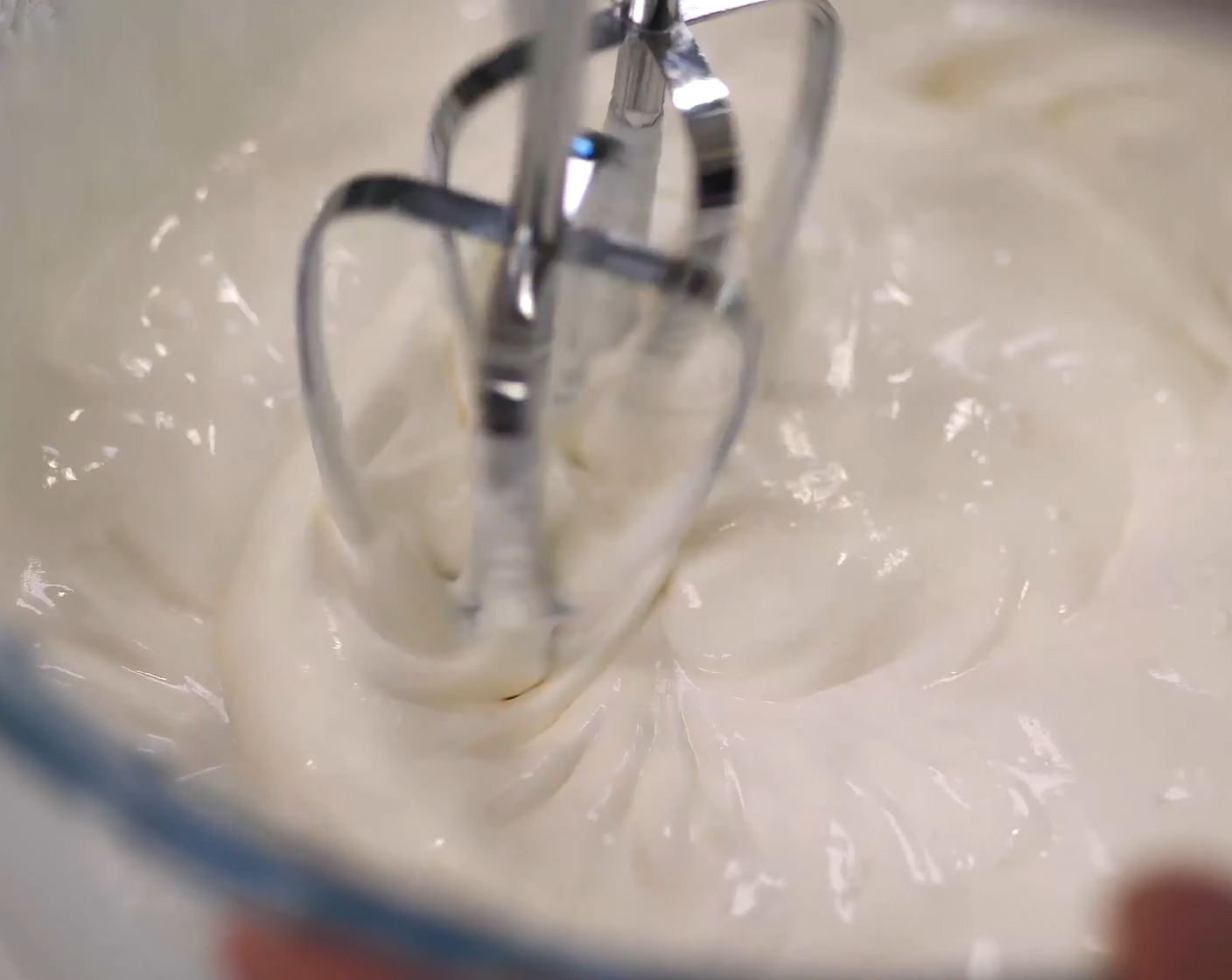step 10 Whip your Whipping Cream (2/3 cup) in a mixing bowl until it turns into a soft cream. Do not whip until it turns into stiff peaks.