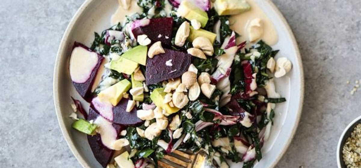 Kale Salad with Beets, Avocado and Tahini Dressing Recipe | SideChef