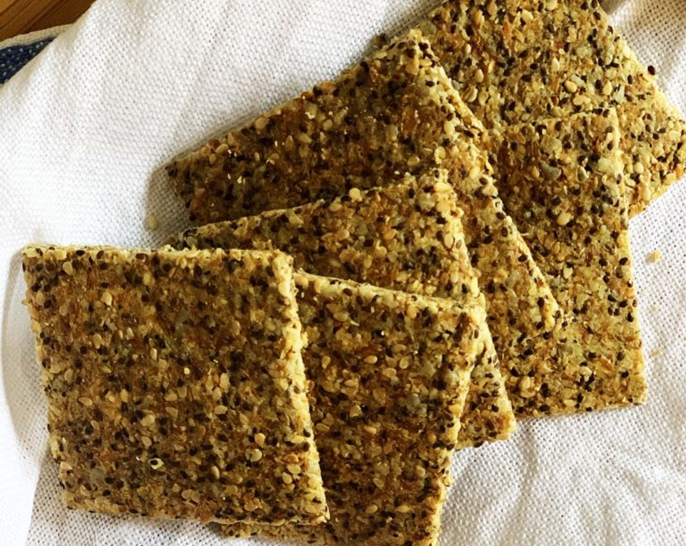 step 6 Remove from the oven and cut it into squares (or any other shape you like). If you want your crackers really crunchy, pop them back into the oven at 300 degrees F (150 degrees C) for 10 more minutes. Once cooled store them in a jar or ziplock bag.