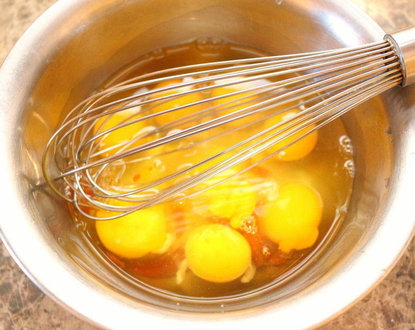 step 3 Whisk Eggs (10) with Chili Paste (to taste) and kosher salt.