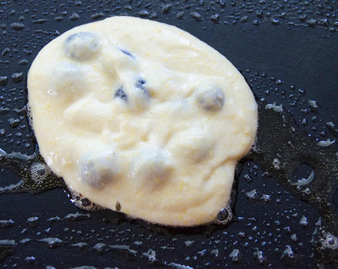 step 5 Heat griddle or nonstick skillet over medium heat. Add a small pat of Butter (to taste) to the griddle and swish it over the surface. Ladle pancakes onto hot griddle in about 1/3 cup increments to make 4-inch pancakes.