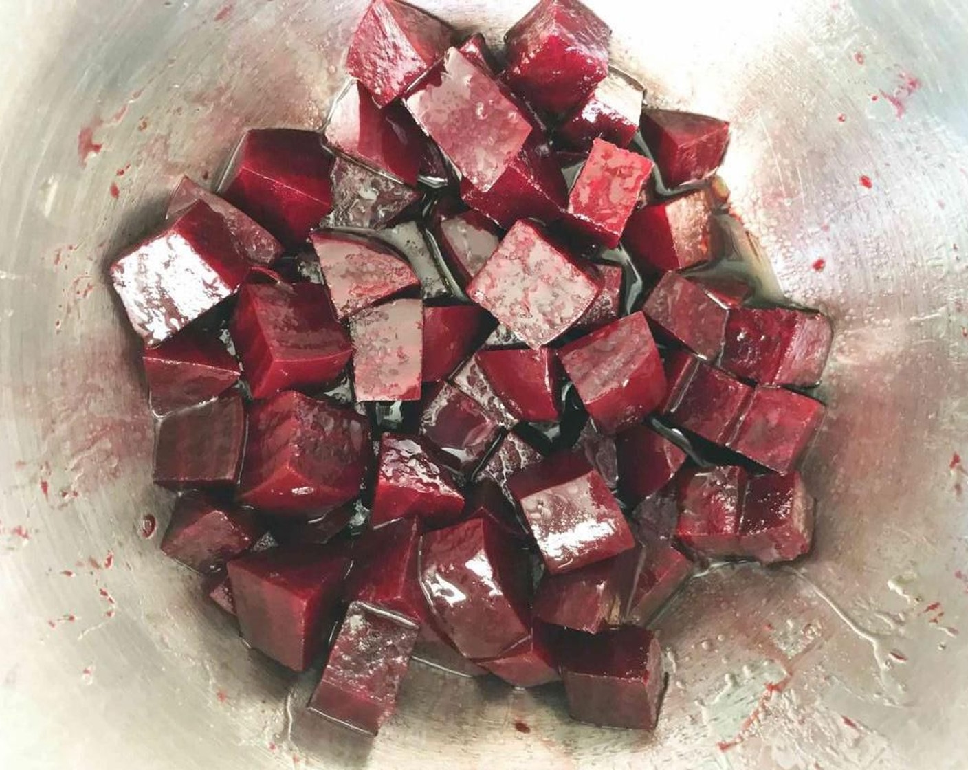 step 1 Place the Beets (1 1/2), Balsamic Vinegar (1 1/2 Tbsp), and Extra-Virgin Olive Oil (1 Tbsp) in a medium bowl and stir to coat. Season with Salt (to taste) and Ground Black Pepper (to taste), cover, and place in the fridge for at least an hour to marinate.