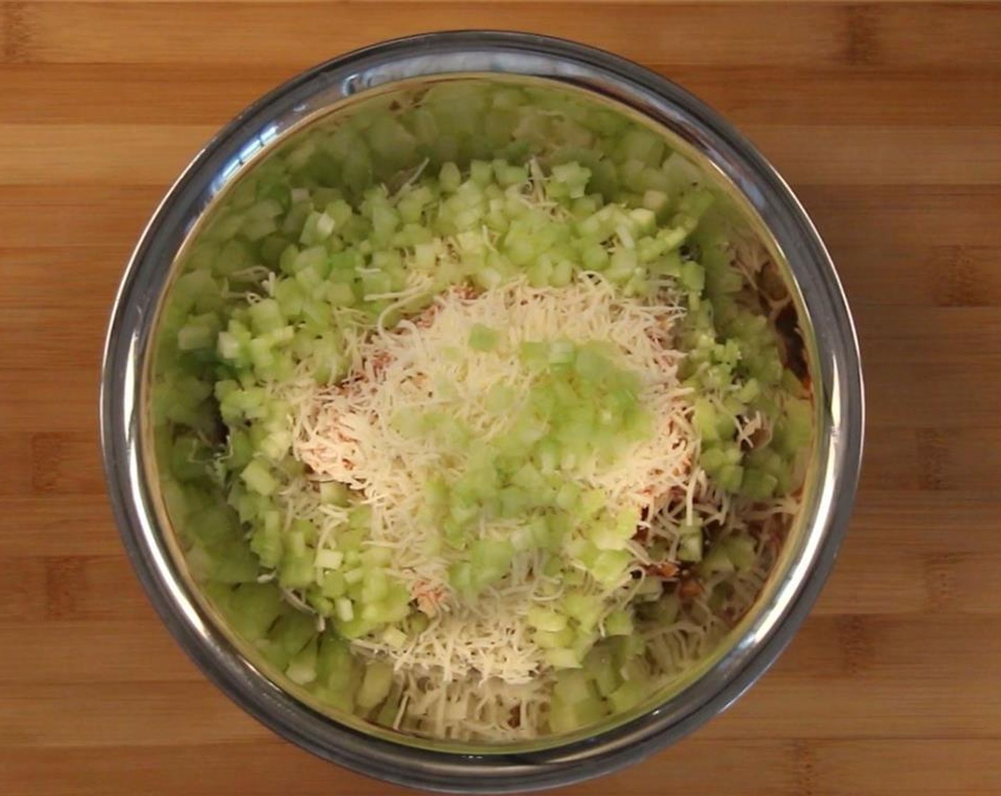 step 1 Combine Chicken (1 lb) minced Celery (2 stalks), Frank's® RedHot® Sauce (1/2 cup) and Shredded Mozzarella Cheese (1 cup).