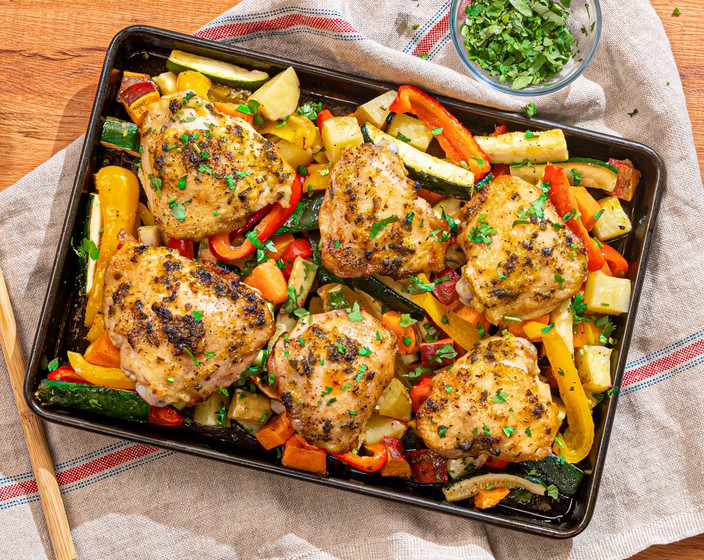 Lemon Butter Sheet Pan Chicken with Roasted Vegetables Recipe | SideChef