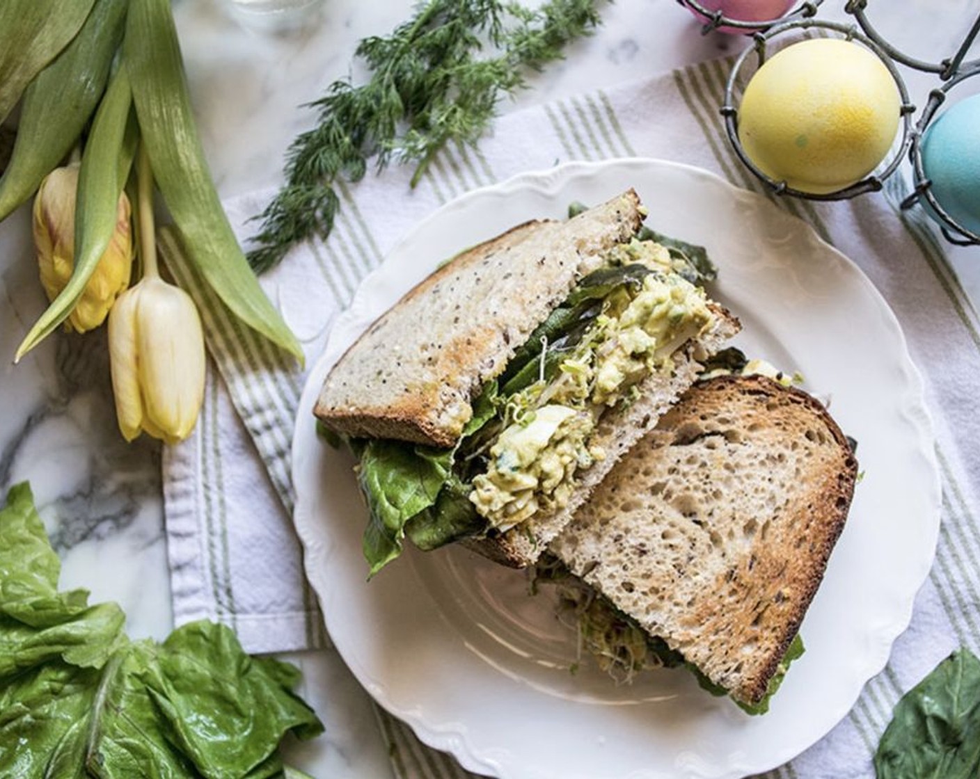 Avocado Egg Salad Sandwich with Sprouts