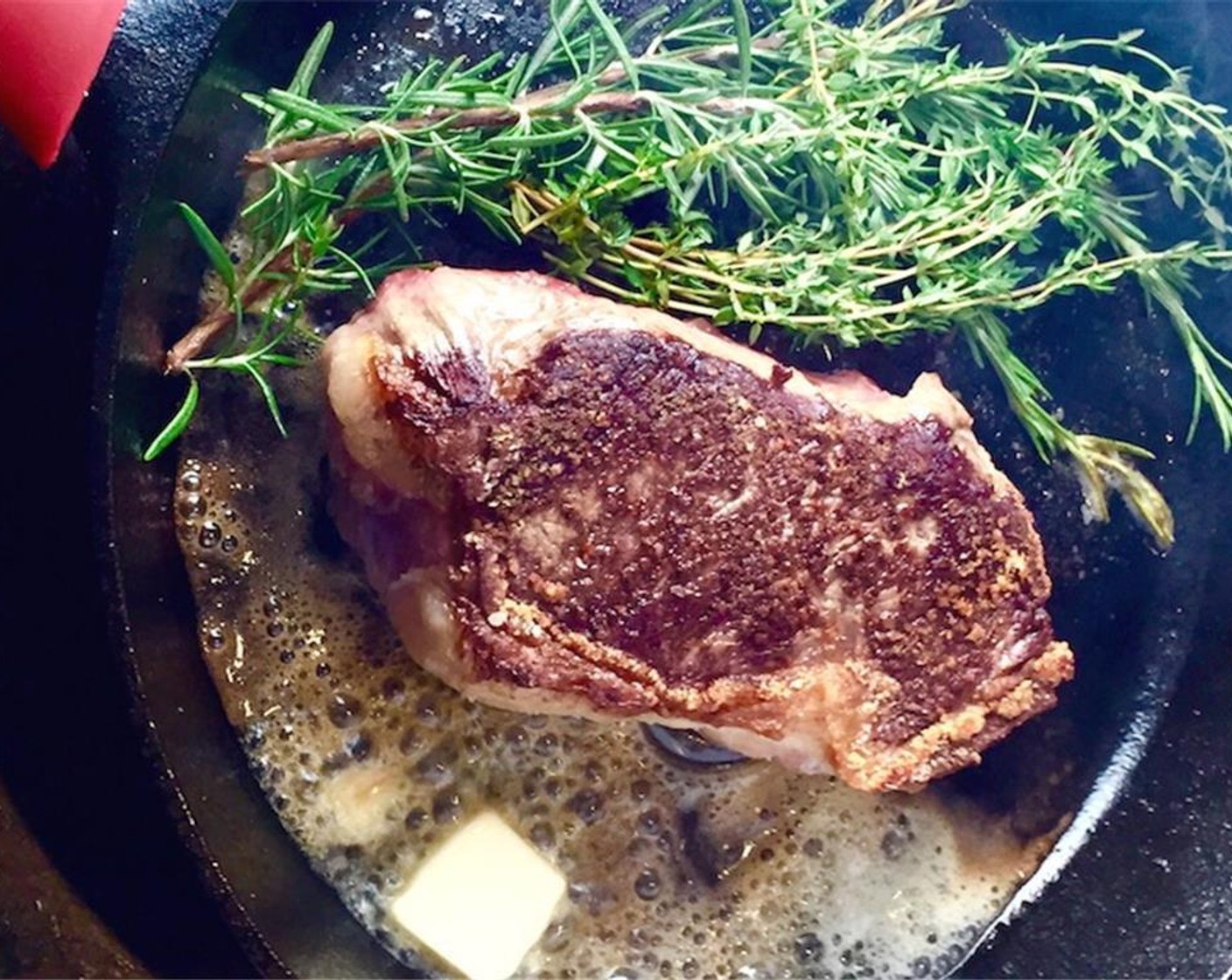 step 5 Place in the oven and cook 'till done to your liking — about 8 - 10 minutes for medium rare, basting occasionally.