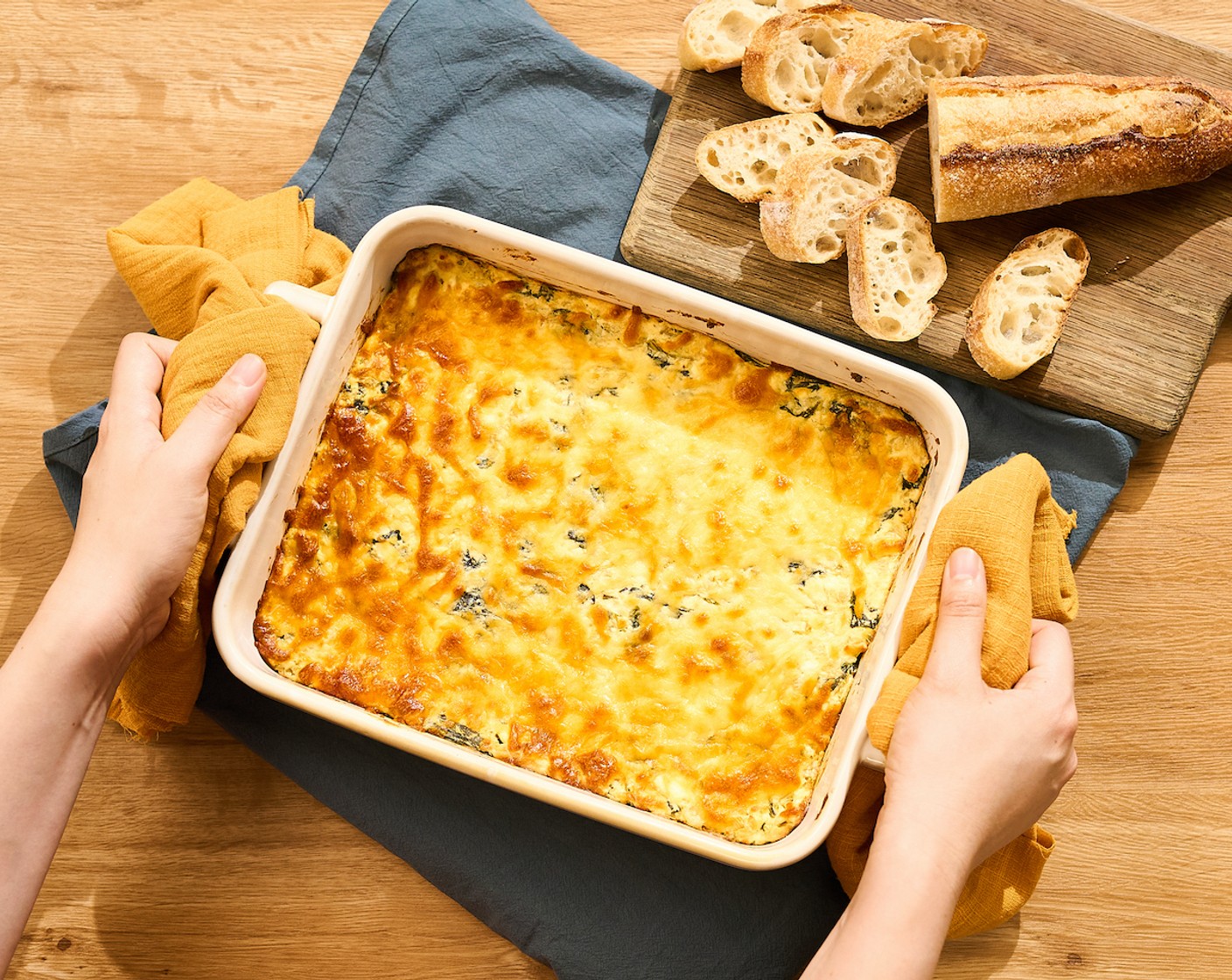 Spinach Artichoke Baked Feta Dip