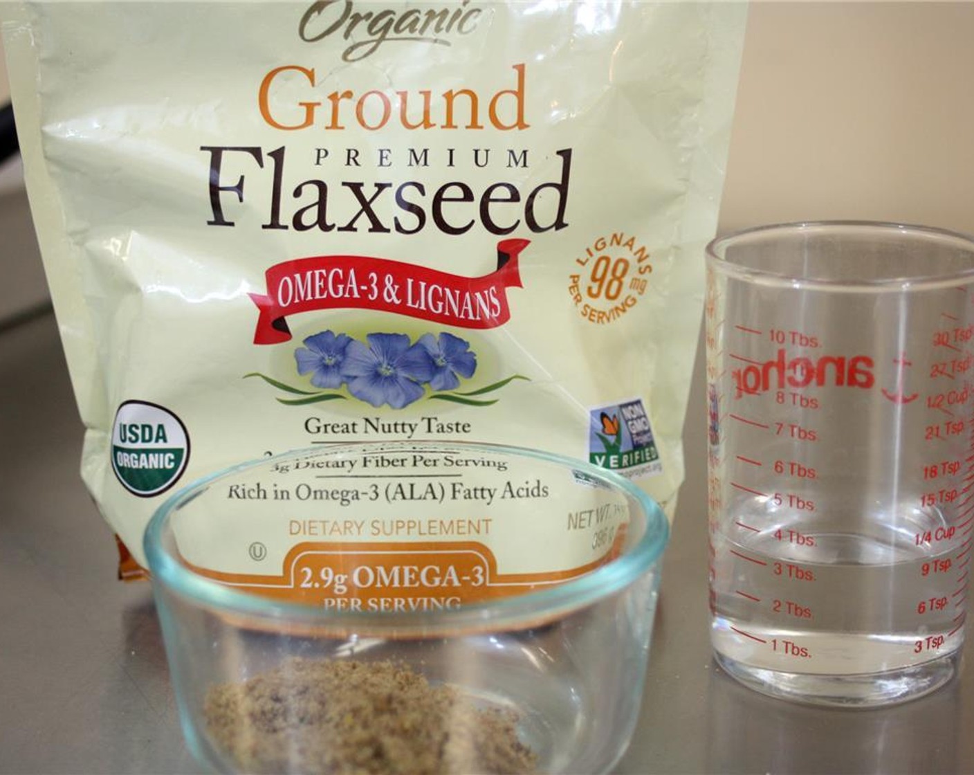 step 5 In a small bowl combine the Ground Flaxseed (1 1/2 Tbsp) and Water (3 Tbsp), set aside.