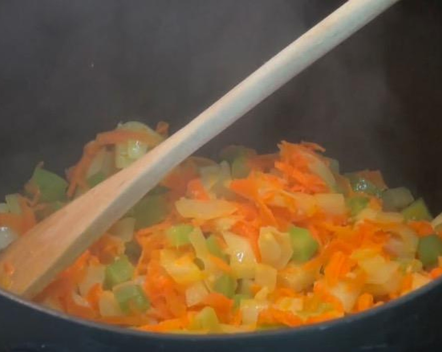 step 1 In a pot, add Olive Oil (as needed), Garlic (2 cloves), Yellow Onion (1), Celery (2 stalks), and Carrot (1). Cook over medium-high heat for 5 minutes, or until onions have softened.