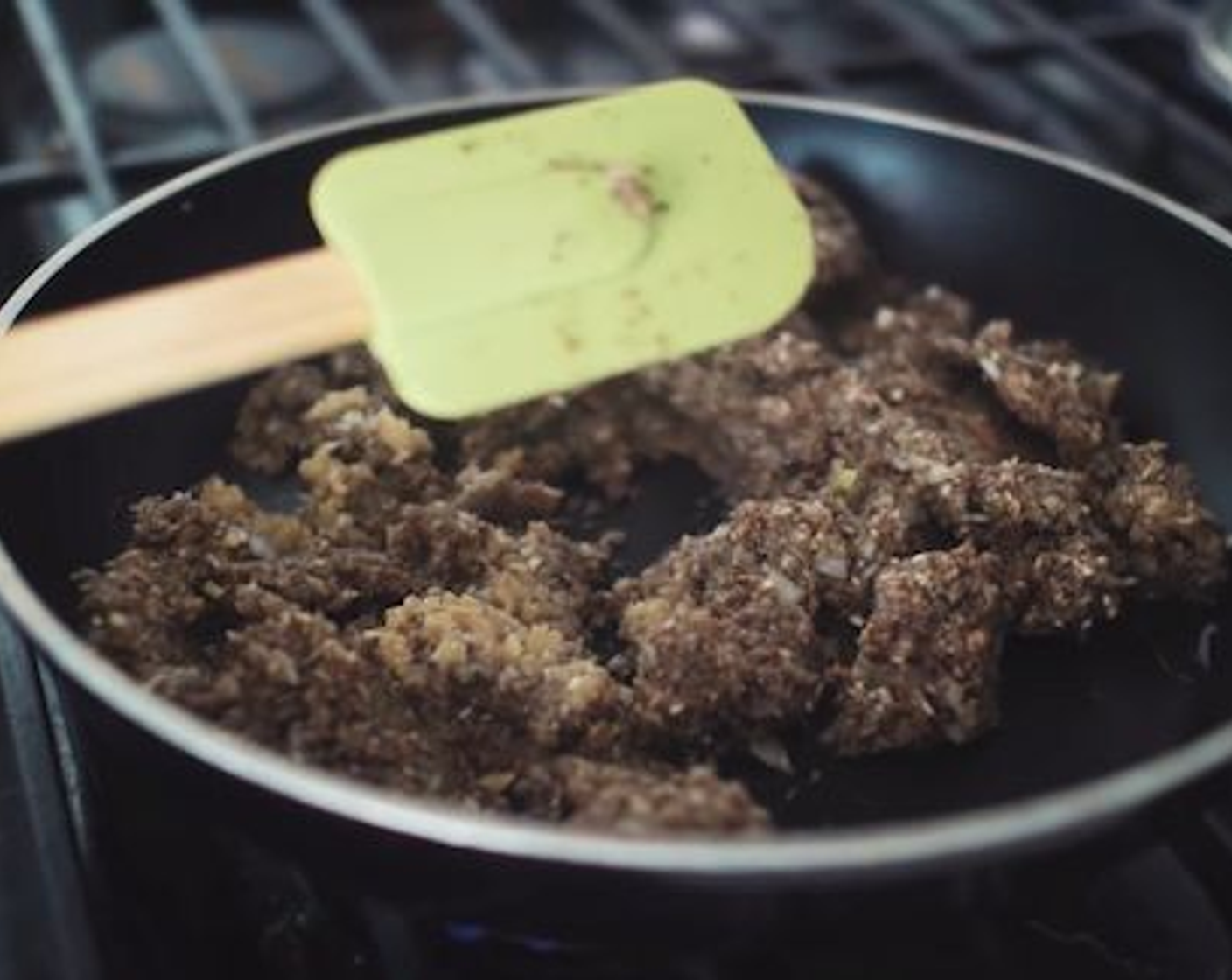 step 2 Place a large saucepan or frying pan over a medium heat with a touch of Vegetable Oil (1 Tbsp) and add the blitzed ingredients with Sea Salt (1/2 Tbsp) and Ground Black Pepper (1 tsp).