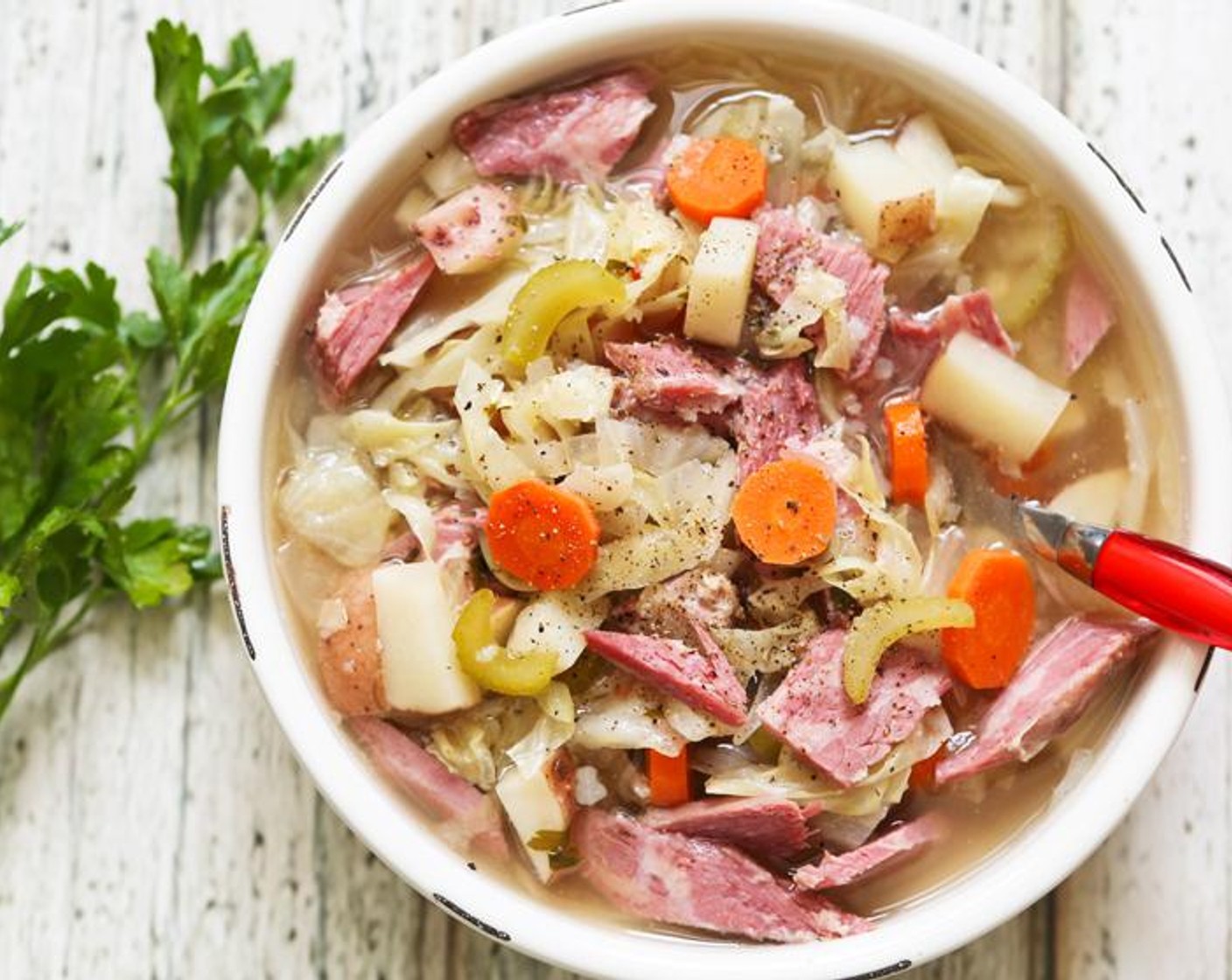 Crockpot Corned Beef and Cabbage Soup