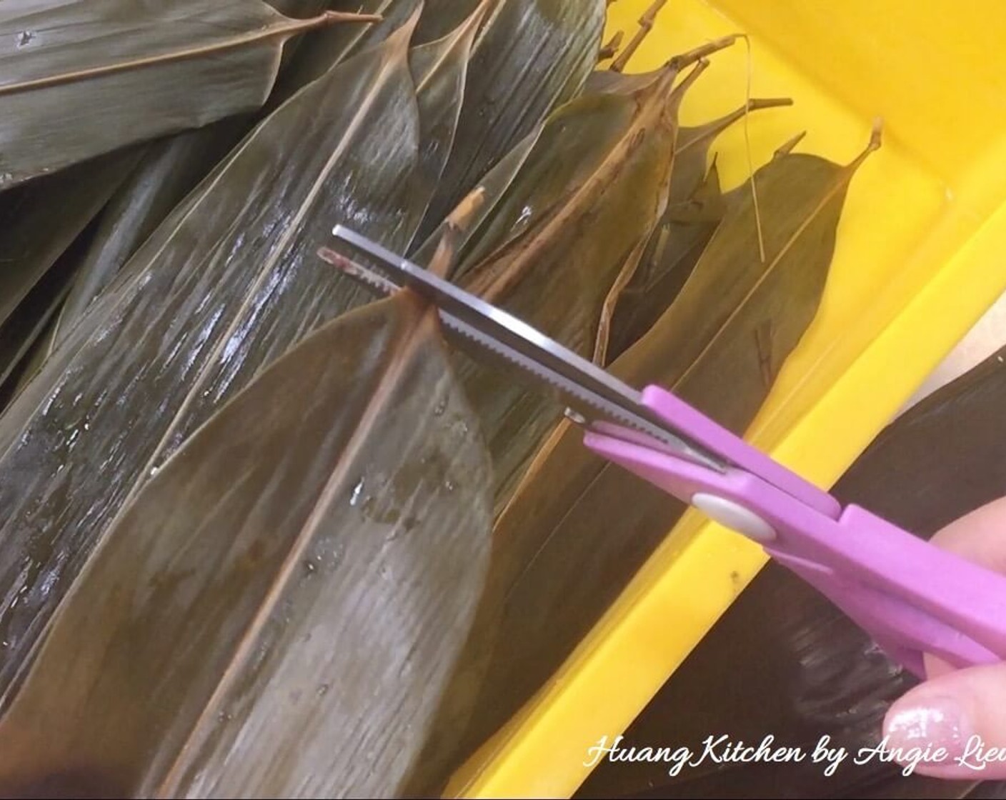 step 28 Then snip off both stray ends of each of the bamboo leaves.