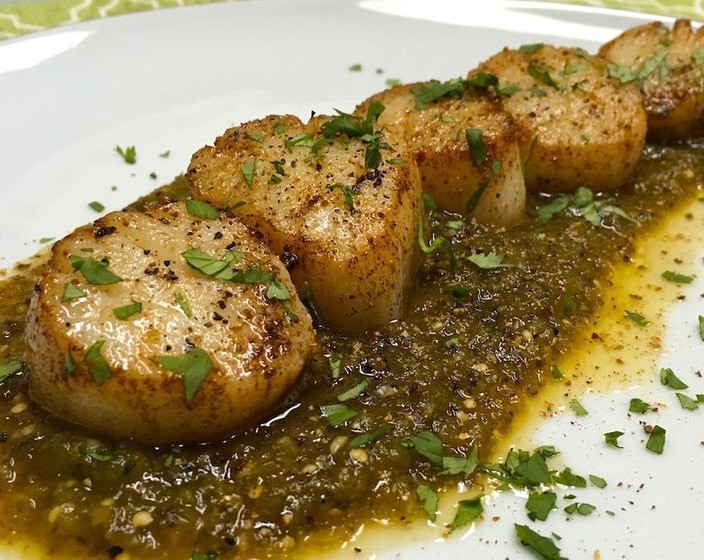 Seared Sea Scallops with Charred Salsa Verde  Recipe | SideChef