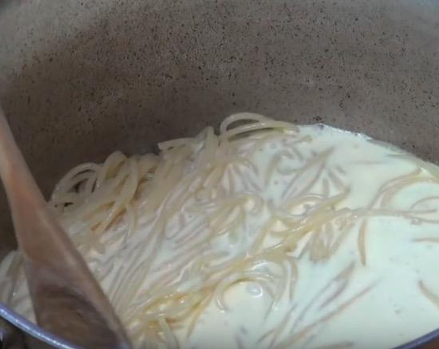 step 4 In the pot with the spaghetti, add Butter (3 Tbsp). Stir until melted, and then add the sauce. Mix until pasta is coated and sauce starts to thicken.