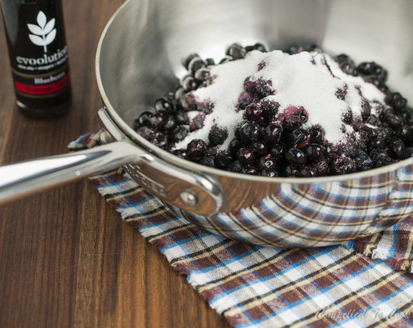 step 1 In a medium sauce pan combine Frozen Blueberries (2 cups), Granulated Sugar (1/2 cup), and Water (1/4 cup).