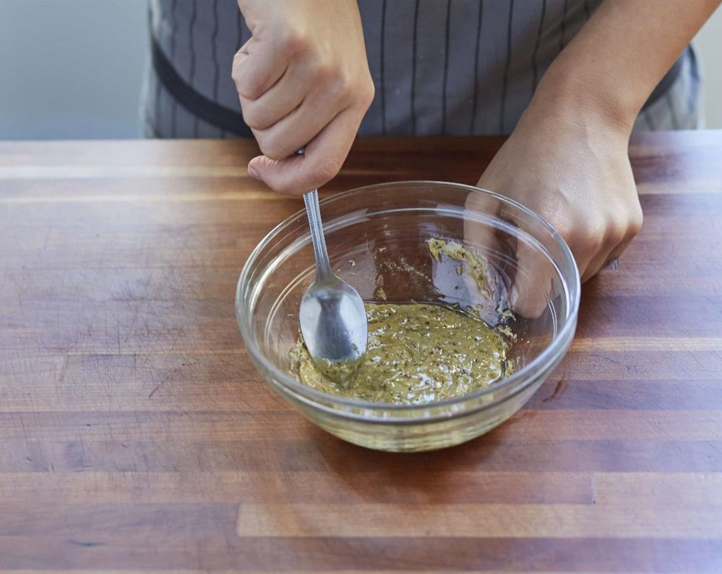 step 3 Slowly whisk in Olive Oil (2 Tbsp) and reserve the rest for plating.