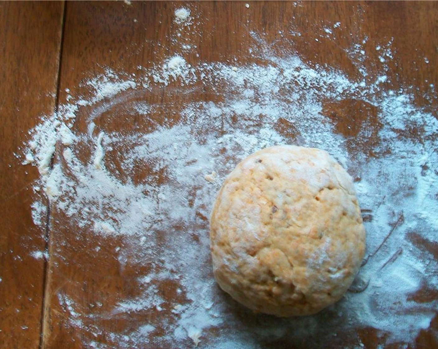 step 4 Turn dough out onto a heavily floured surface and knead until dough comes together. Roll out 1/2-inch thickness.