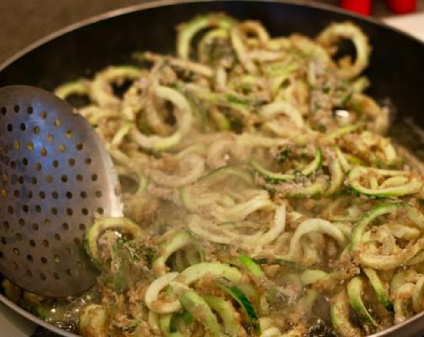 step 3 Heat a large pan with enough Frying Oil (as needed) to cover the zucchini. When it is fully hot, add the zucchini.