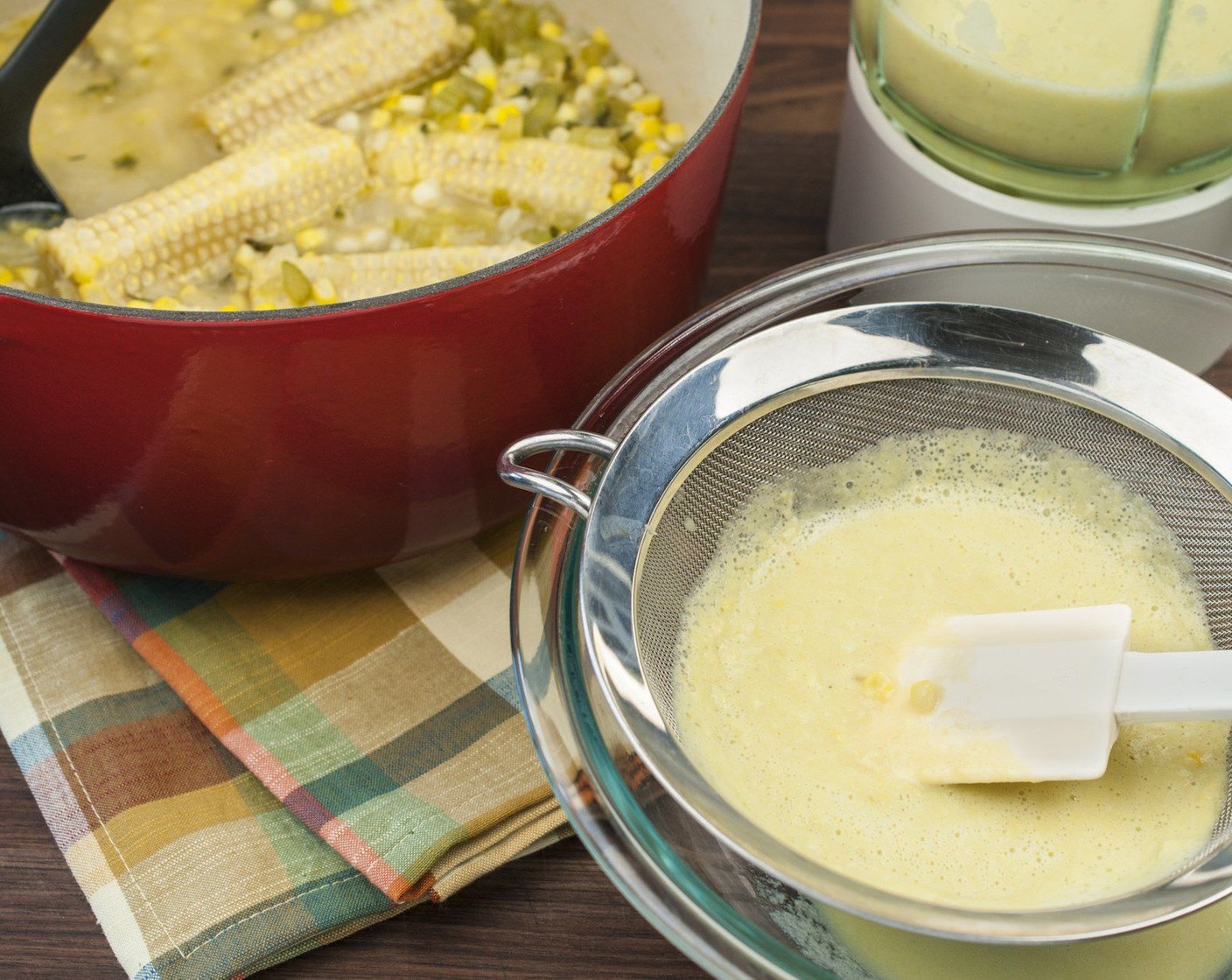 step 4 Using a blender, blend soup in batches until smooth. Pour through a fine mesh sieve, pressing against the sides to extract all the soup. Cover and chill until cool, stirring occasionally.