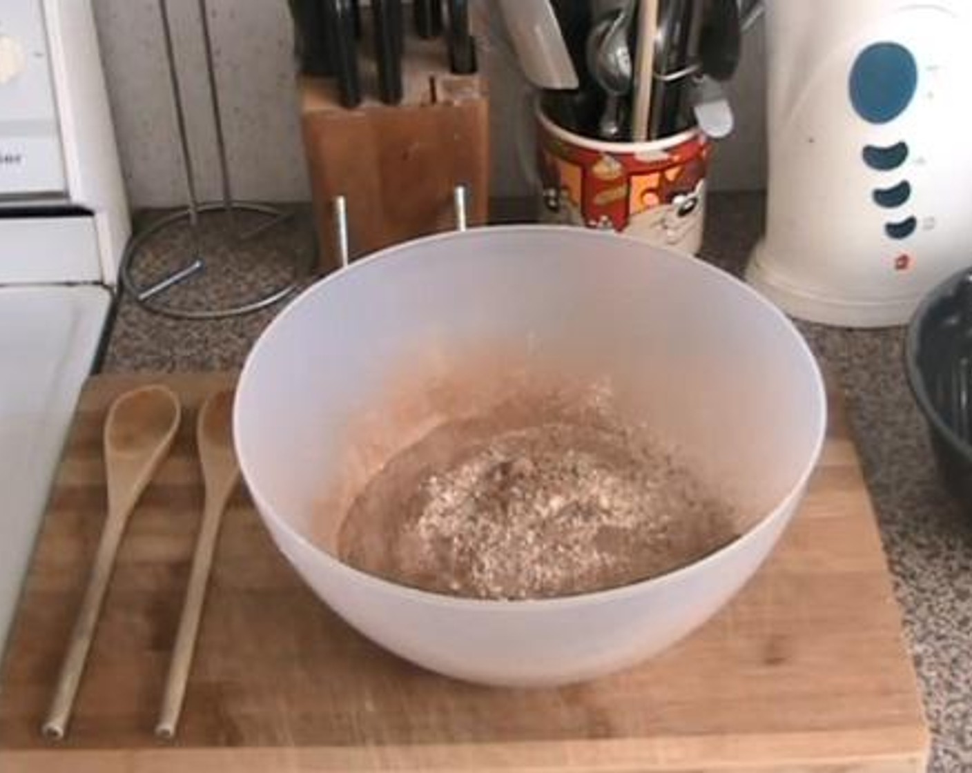 step 1 Into a mixing bowl, add and mix the All-Purpose Flour (1/2 cup), Self-Rising Flour (1/2 cup), and Unsweetened Cocoa Powder (1/2 cup).