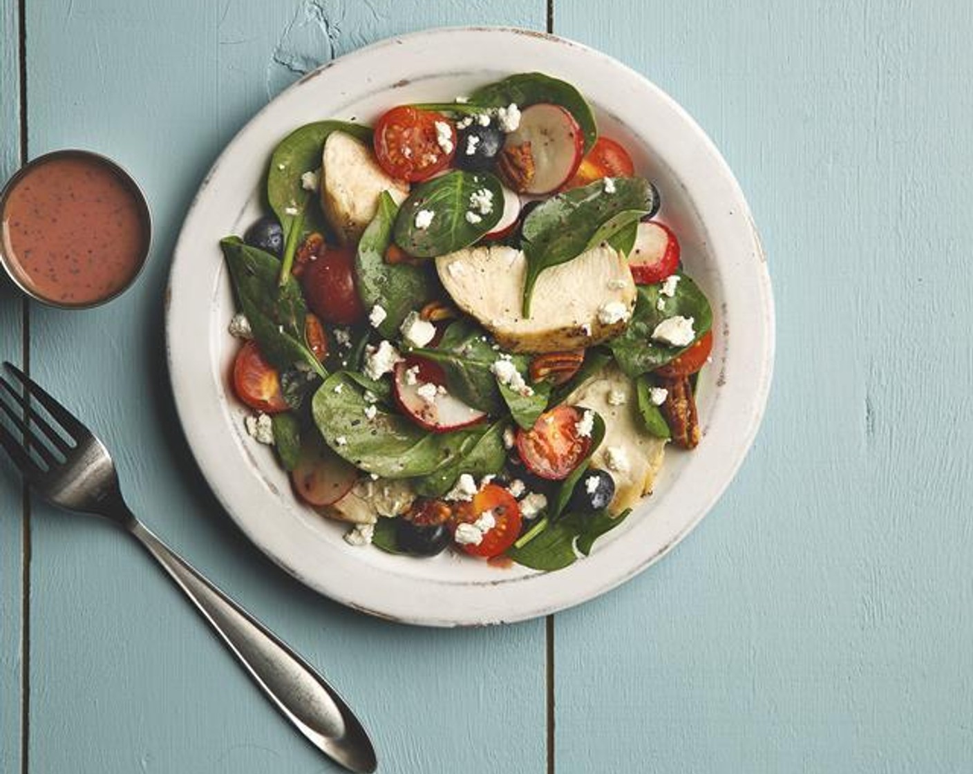 Chicken Spinach Salad with Goat Cheese