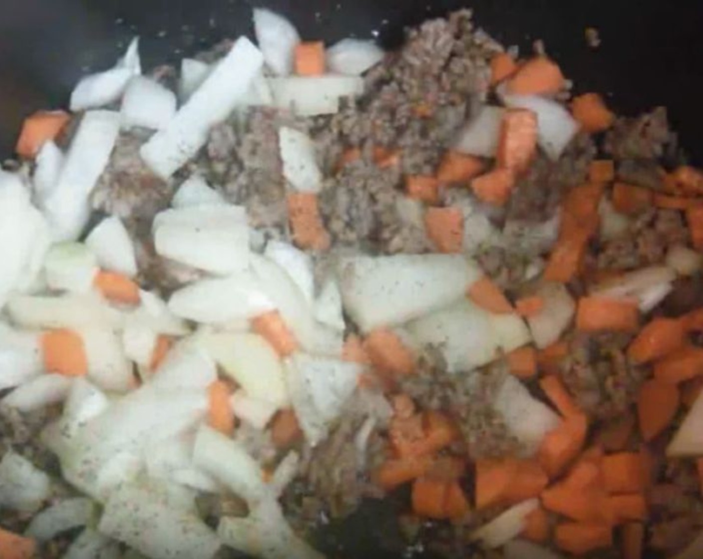 step 2 Add Onion (1 cup), Celery (1 stalk), Carrot (1), Salt (1 tsp), and Ground Black Pepper (1 tsp). Stir. Cook for 1 minute.