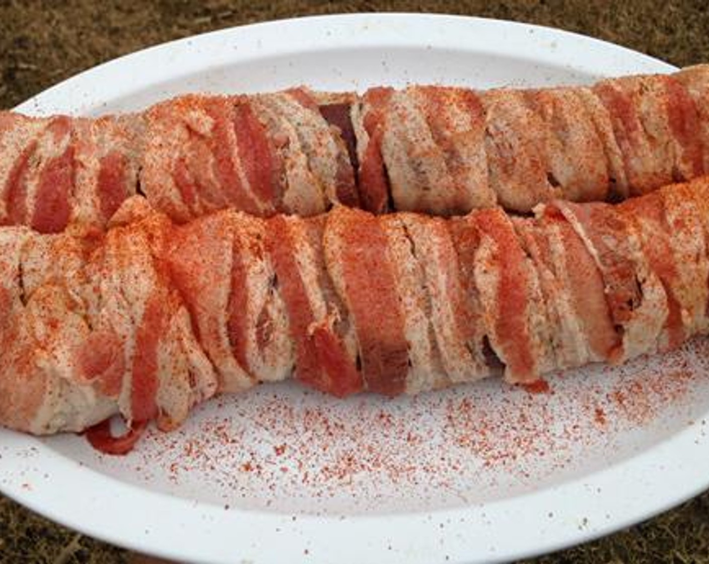 step 3 Season the outside of the bacon-wrapped backstraps with a little All-Purpose Spice Rub (to taste) for a little extra kick in the color department. At this point, they’re ready for the smoker.