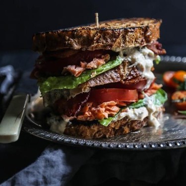 Sesame Roasted Salmon BLT with Kimchi Yogurt Dressing Recipe | SideChef