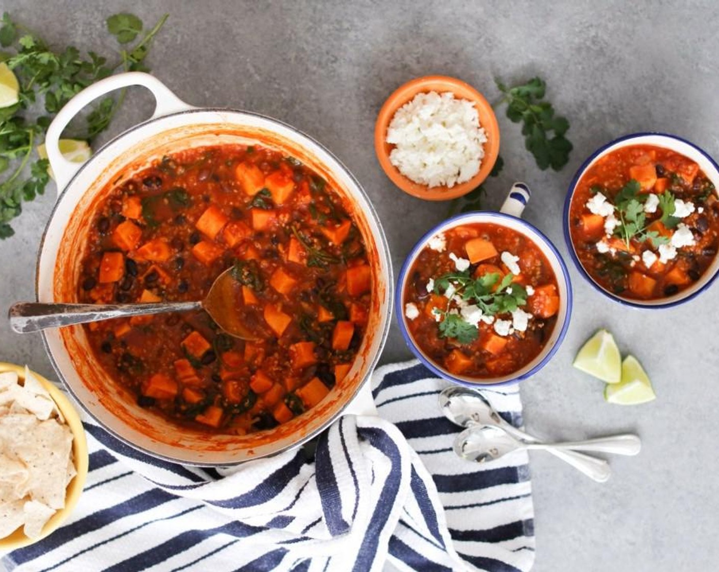 Mexican Sweet Potato and Black Bean Stew with Quinoa and Kale