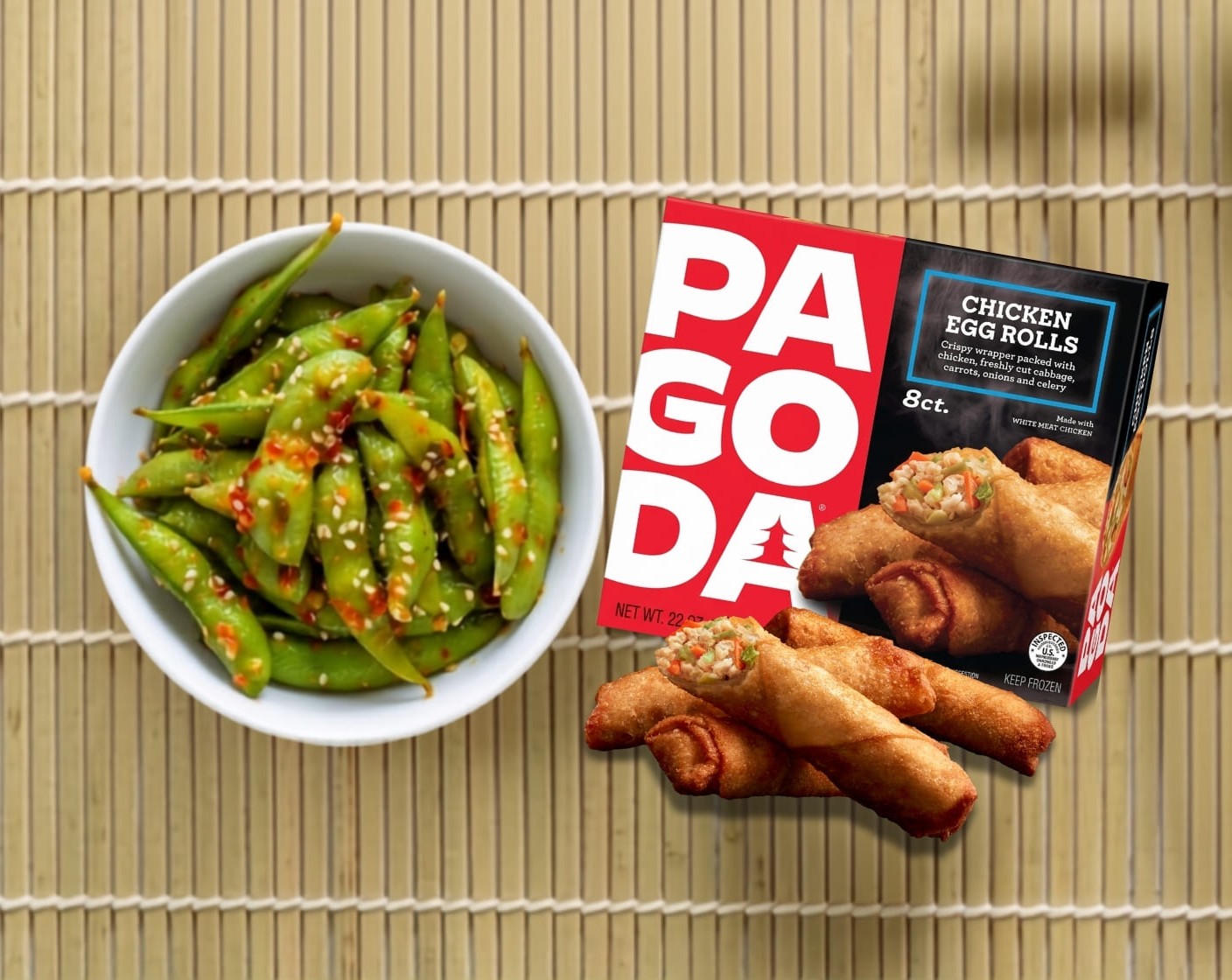 PAGODA® Egg Rolls with Sweet Chili Edamame