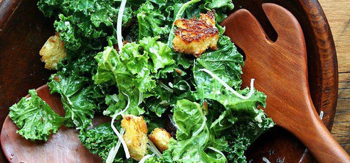 Kale Caesar Salad with Brioche Croutons Recipe | SideChef