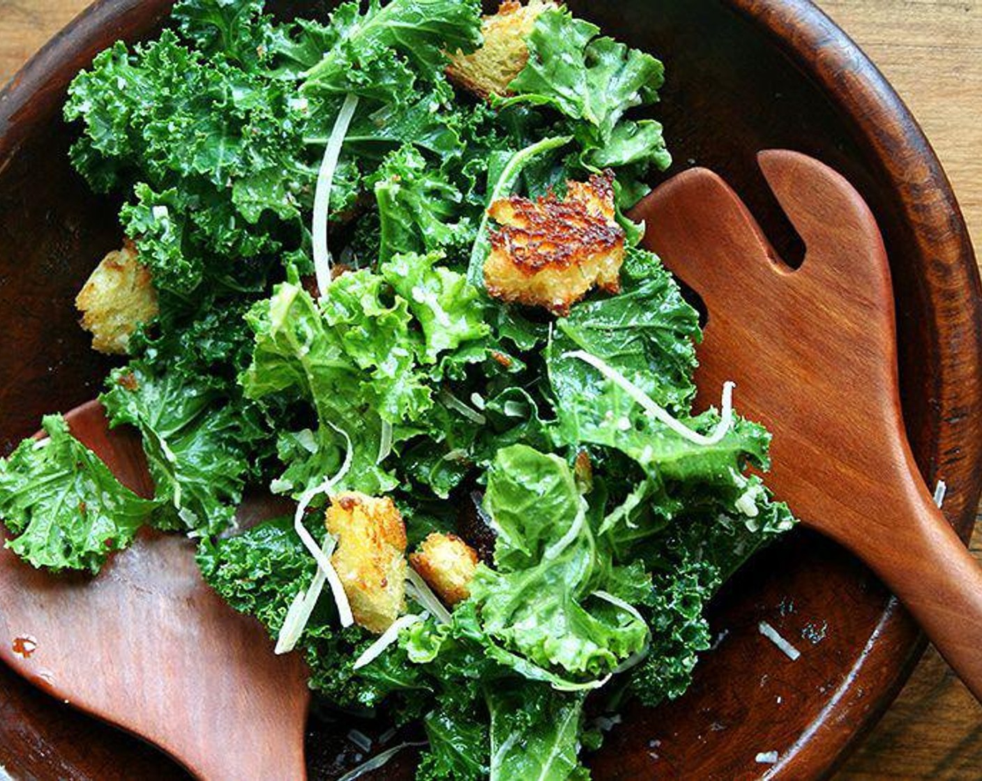 Kale Caesar Salad with Brioche Croutons