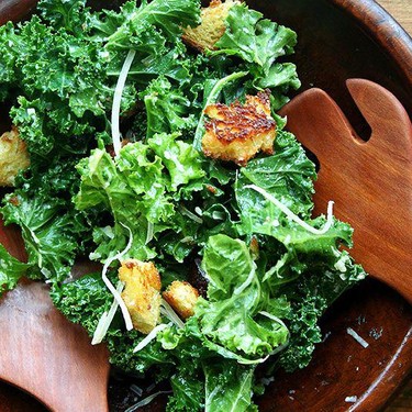 Kale Caesar Salad with Brioche Croutons Recipe | SideChef