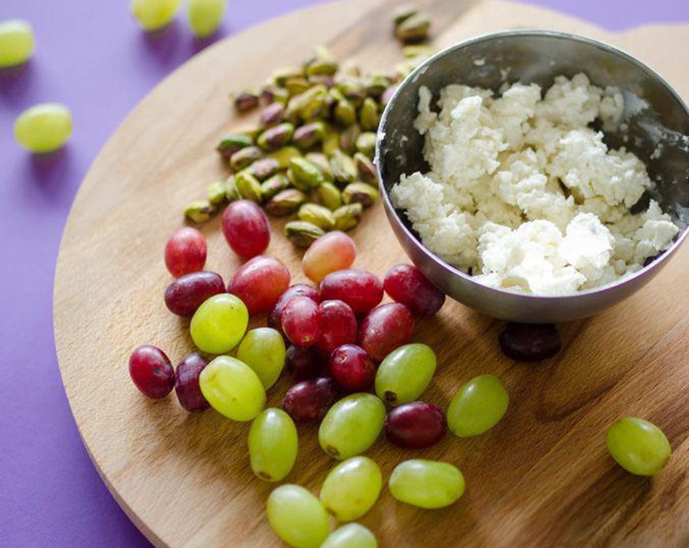 step 1 Wrap each Red Seedless Grapes (1 cup) in Goat Cheese (1 cup), rolling between your palms to evenly coat the grape.