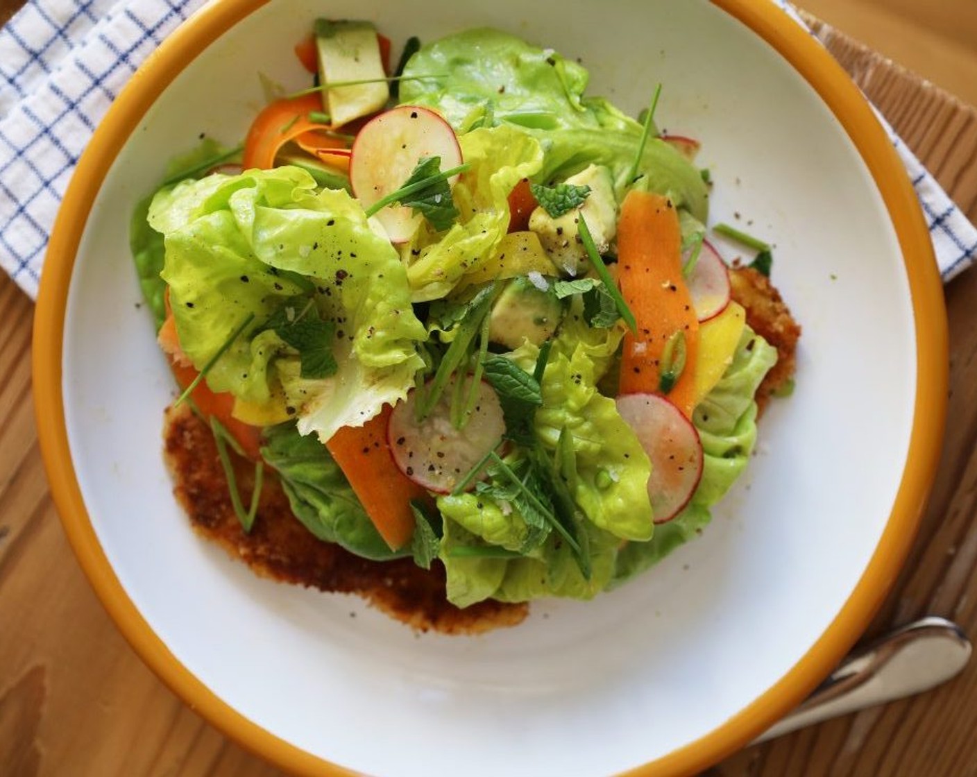 Chicken Milanese with Shaved Spring Vegetables