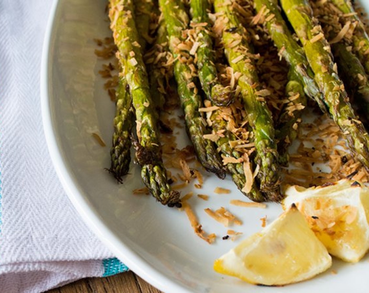 step 10 Top cooked asparagus with toasted coconut, sprinkle Everyday Seasoning (to taste) if desired and serve warm!