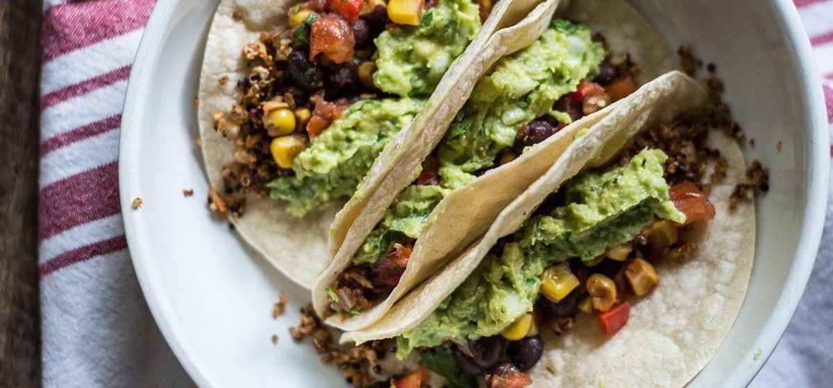 Cauliflower Quinoa Tacos with Black Bean Salsa Guacamole Recipe | SideChef