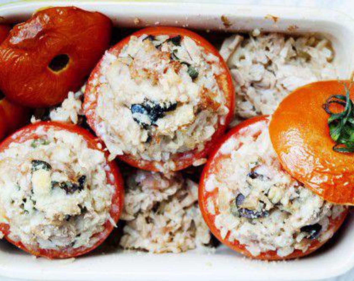 Healthy Stuffed Tomatoes with Tuna, Ham, and Brown Rice