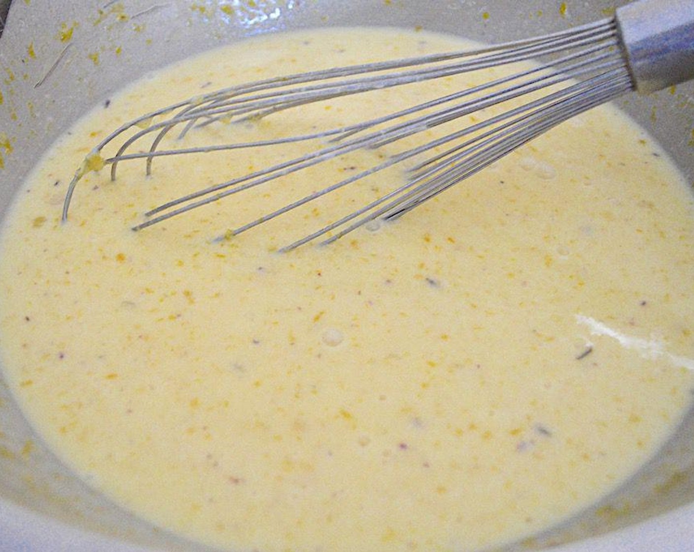 step 7 Just whisk the Granulated Sugar (1 3/4 cups), zest and juice of the Lemons (6), Eggs (9), Heavy Cream (1 1/2 cups), and Ground Lavender (1 tsp) together thoroughly until it is smooth and luscious.